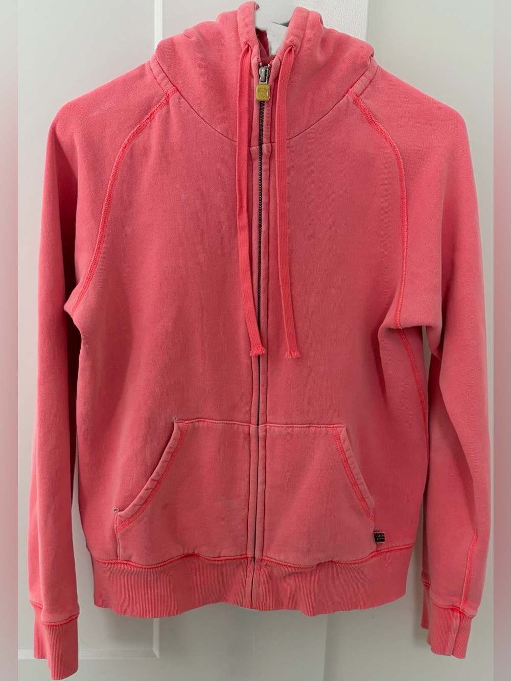 Aritzia Neon Pink Full-Zip Hooded Sweatshirt